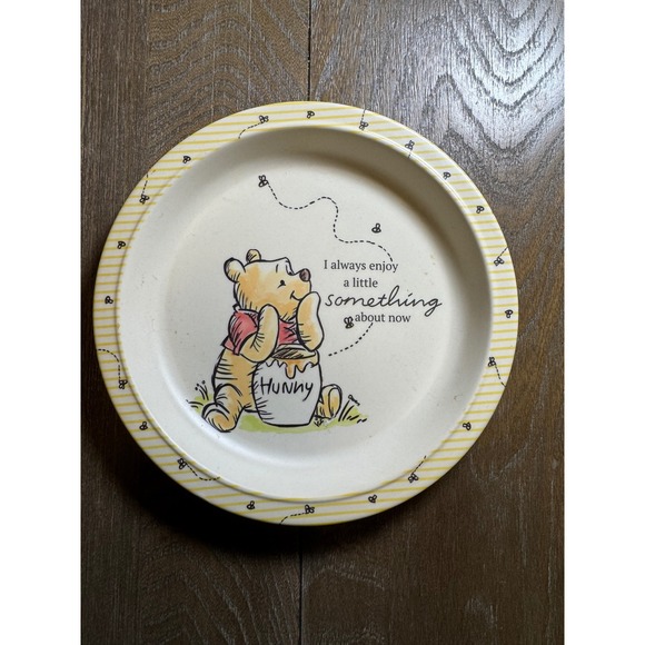 Disney Other - Vintage Disney Winnie the Pooh Melamine Plate Classic Yellow Striped 8"